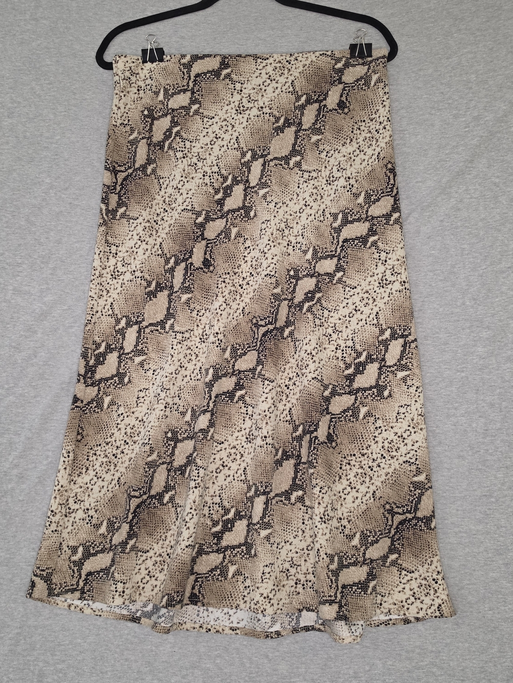 Rachel Zoe Beige and Black Snake-Print Midi Skirt Size 8